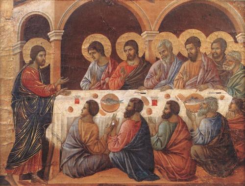 ” Los que no tengan aureola, a cenar al suelo ” (Il apostoli marginatti) Duccio Di Bonnisegna