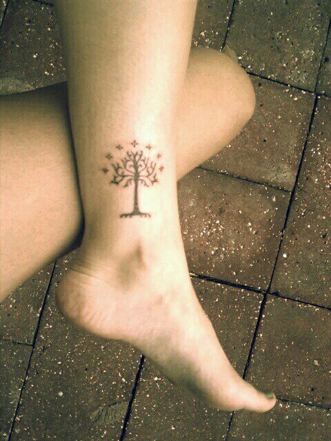 This is my tattoo of the Tree of Gondor to show my appreciation for Tolkien