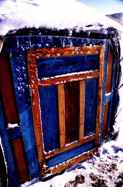 Icy yurt door