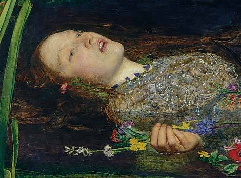Ophelia (detail), Millais 1852 - Tate Gallery, London