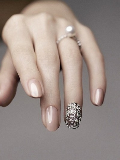 Amazing Wedding Day Manicure. Love it! The pearl ring looks stunning.