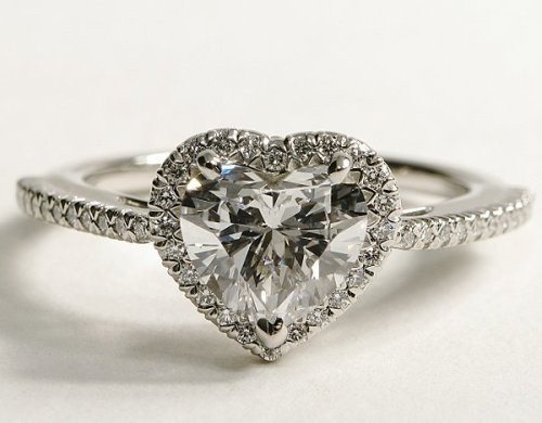 Heart Shaped Halo Diamond Engagement Ring in Platinum