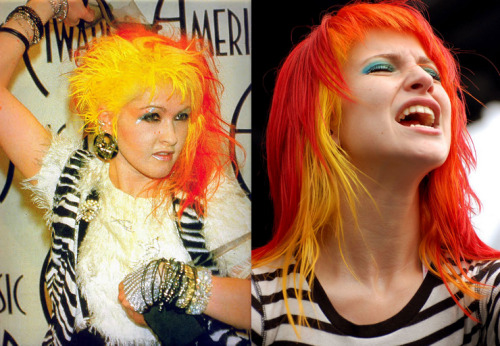 theywannabecyndilauper:

Hayley Williams has a lot of her hairstyles inspired by Cyndi Lauper!

when i was 18… i had no idea… but now that my hair is all dull and one color i’m like “lemme just BE cyndi lauper please.”  *edt* why does it look like i’m giving birth in this photo?