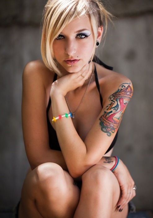 Hot Blonde girl with tattoos See More Naked Tumblr Girls Big Beautiful