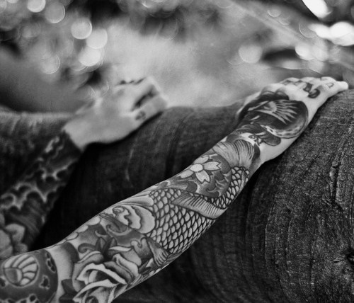 Tagged as tattoos tattoo sleeves arm tattoo arms woods forest trees Black 