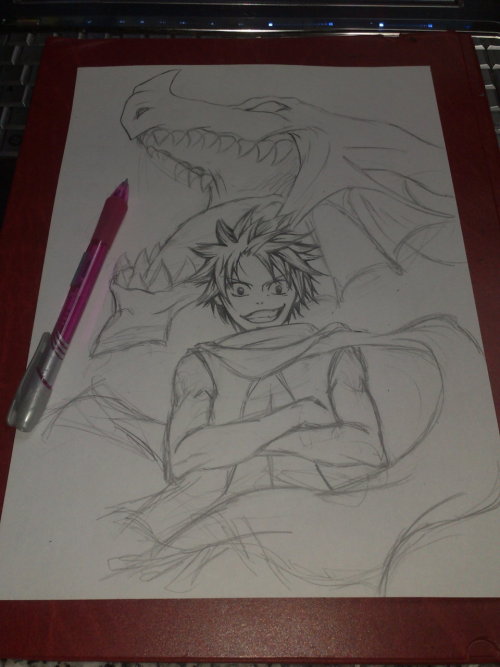 -arya:

WIP - Natsu and Igneel *u*2012 is the year of the dragon!It’s 05.50 a.m. here in Italy, time to go to bed ~ even though I would prefer keep drawing TT/_TT/Good night minna ♥
