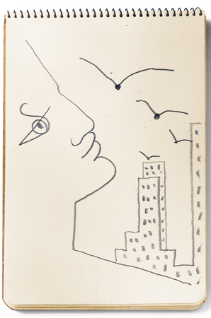 artemisdreaming:

Jean Cocteau sketch from his arrival in New York in 1949Photo: © 2011 Artists Rights Society (ARS), New York / ADAGP, Paris
