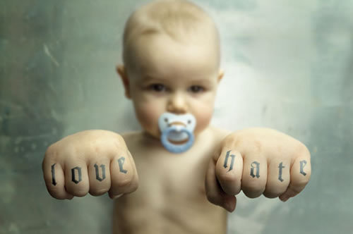 Tagged love hate baby badass tattoos ink knuckles alternative 
