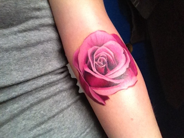 fuckyeahtattoos My brand new rose the start of a half sleeve Done by