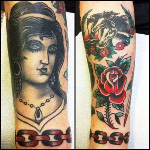 cathedraltattoo Anthony's arm is coming along nicely Rose and Chain fresh
