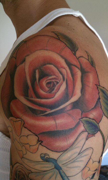 more pics of a sleeve jeff finished bout a year ago rose tattoo sleeve 