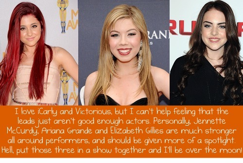 Personally Jennette McCurdy Ariana Grande and Elizabeth Gillies are much 