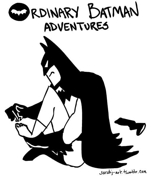 This was a suggestion by The Frogman! (Simplified a bit!?)<br /><br /><br />
Now, I&#8217;ve gotten several suggestions and while I love them&#8230; right now my time is so limited but I would really like to eventually put them to good use with proper credit! So for now, please refrain from submitting Ordinary Batman ideas and I&#8217;ll let you guys all know when I have more free time and can dedicate time to all your great ideas!<br /><br /><br />
Those of you who have sent me ideas already, will be first on the list. Frogman was nice enough to give me a special shout out, so I made the extra time to get his idea out there for you all!<br /><br /><br />
p.s. I HATE when this happens and you get a crazy nail hitting you in the face!