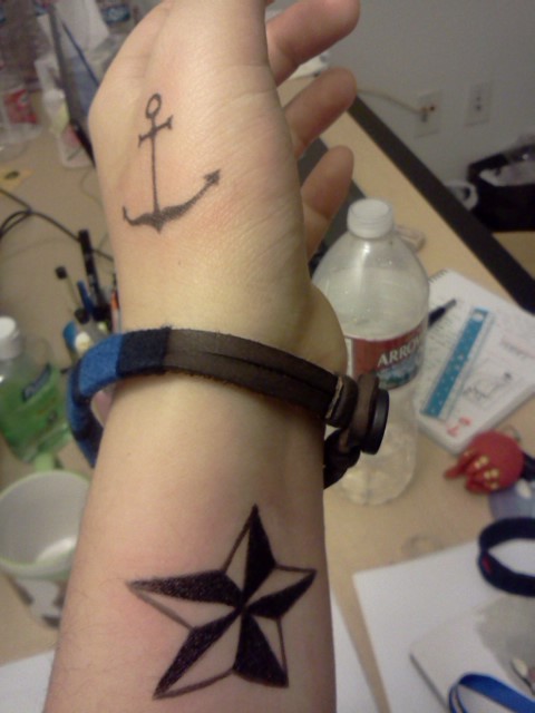 More fake tattoos I really like nautical tattoos haha stars anchors 