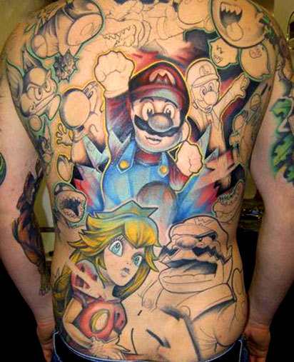 Huge Super Mario Brothers Back Tattoo v a PictureXone 