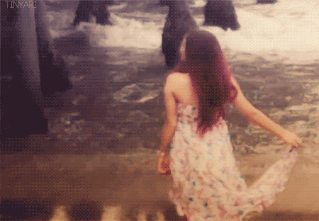 Anonymous asked Do you have a gif of Ariana where she is at the beach photo