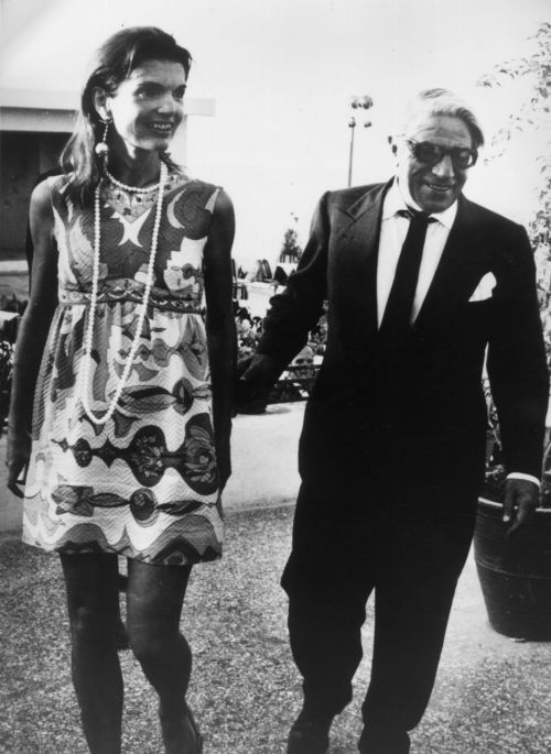 Jackie Onassis and her husband Aristotle Onassis leave an Athens nightclub at 7am after celebrating Jackie’s 40th birthday.