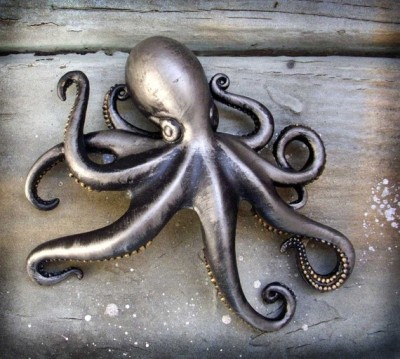 Silver Octopus hair clip and brooch by SteampunkCouture
