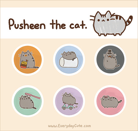 That&#8217;s right. Awesome Pusheen buttons.