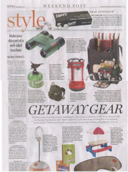The Filson Rucksack in Otter Green was included in the Style section of last Saturday’s National Post. The story Getaway Gear focuses on the best items for camping. Oliver Spencer Toronto is included as a location to buy the bag, as well as Hills of Kerrisdale in Vancouver.