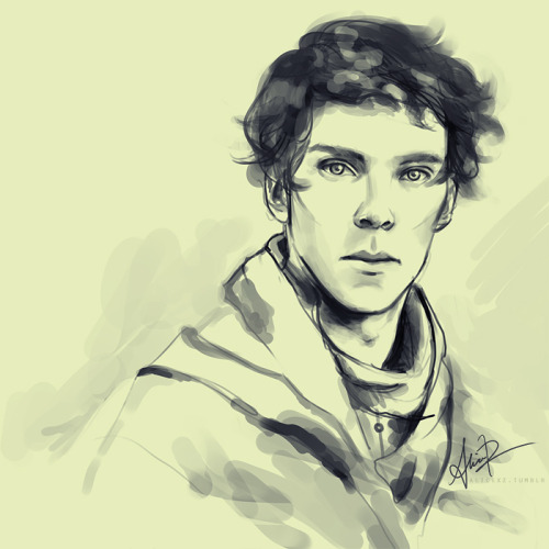 alicexz: Sketch of a younger Sherlock, maybe he’s at university or something. See, sometimes I don’t use every color in the rainbow! 