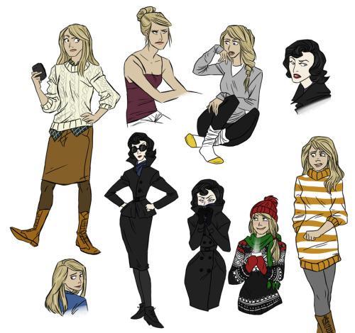 geniusbee: dinolaur: Sherlock is a retro, chic bitch, and John has more ski lodge sweaters than the entire country of Sweden. These are so beautiful! WOW Sherlock you got an itty bitty waist there! Femcroft be jealous. Wow! And I especially love the fact that Femlock and I share the same hair. In fact&#8230; Okay, this is strange. IMB, YOU GOTTA SEE THIS